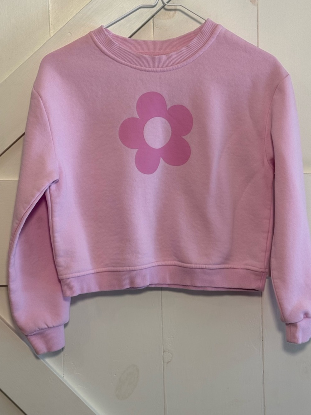 GB Girls Pink Flower Graphic Fleece Sweatshirt Size Large Crewneck